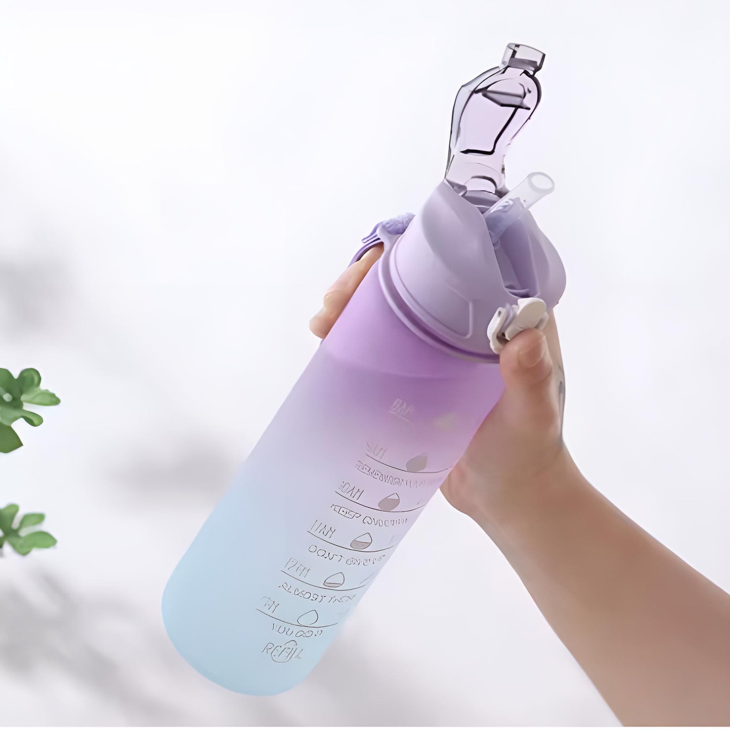 Garrafa de Água Esportiva 900ml – Motivacional, à Prova de Vazamento, Portátil para Fitness e Atividades ao Ar Livre, Sem BPA