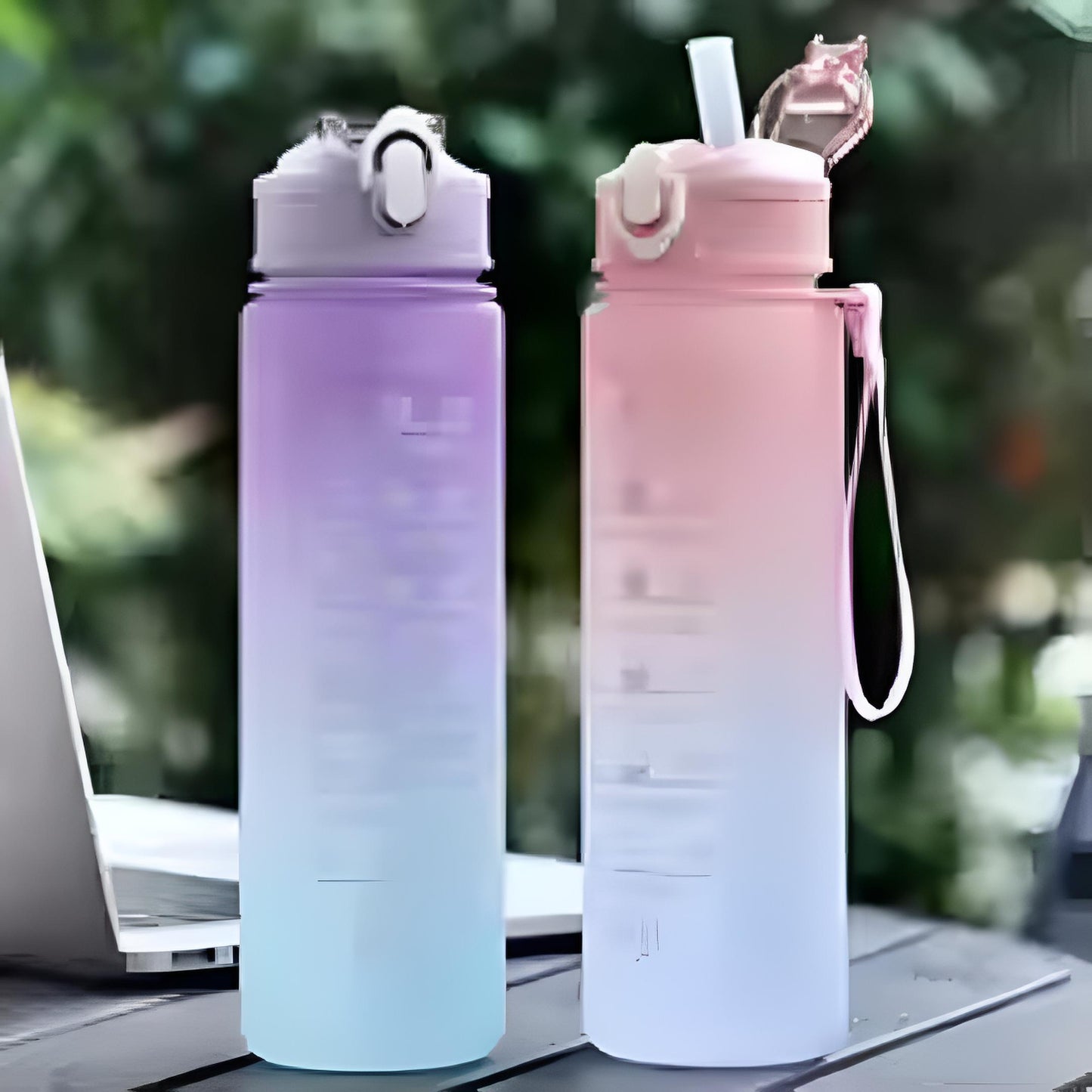 Garrafa de Água Esportiva 900ml – Motivacional, à Prova de Vazamento, Portátil para Fitness e Atividades ao Ar Livre, Sem BPA