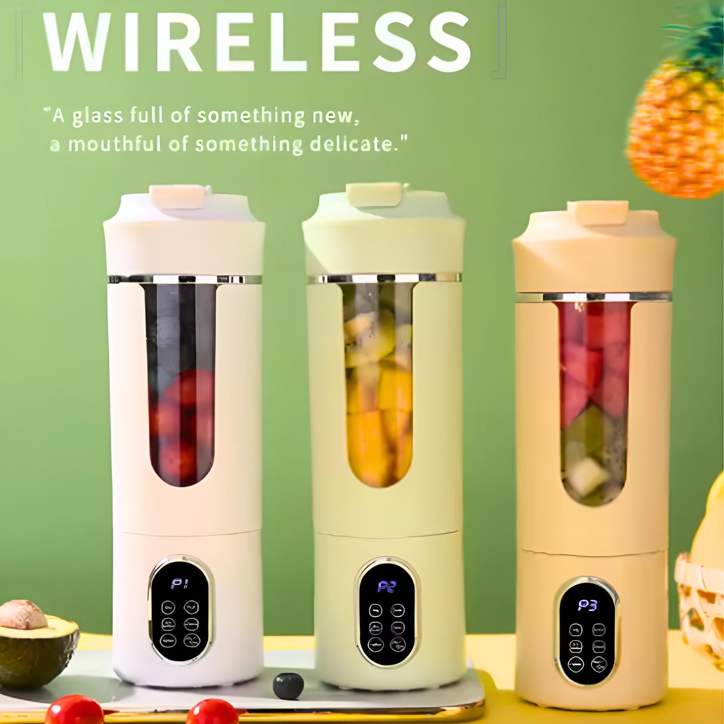 Liquidificador Portátil USB 530ml – Mini Blender Elétrico Recarregável 12 Lâminas