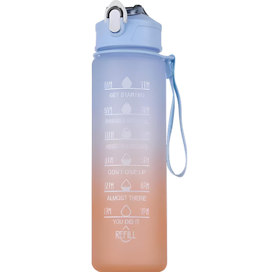 Garrafa de Água Esportiva 900ml – Motivacional, à Prova de Vazamento, Portátil para Fitness e Atividades ao Ar Livre, Sem BPA