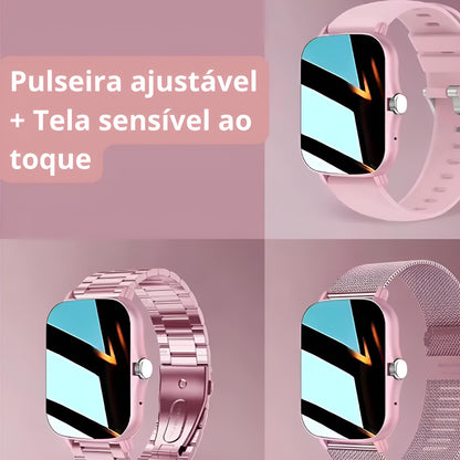Relógio Inteligente 1.83'' à Prova d’Água com Chamadas, Notificações, Monitor de Sono e Esportes – Compatível com iPhone e Android